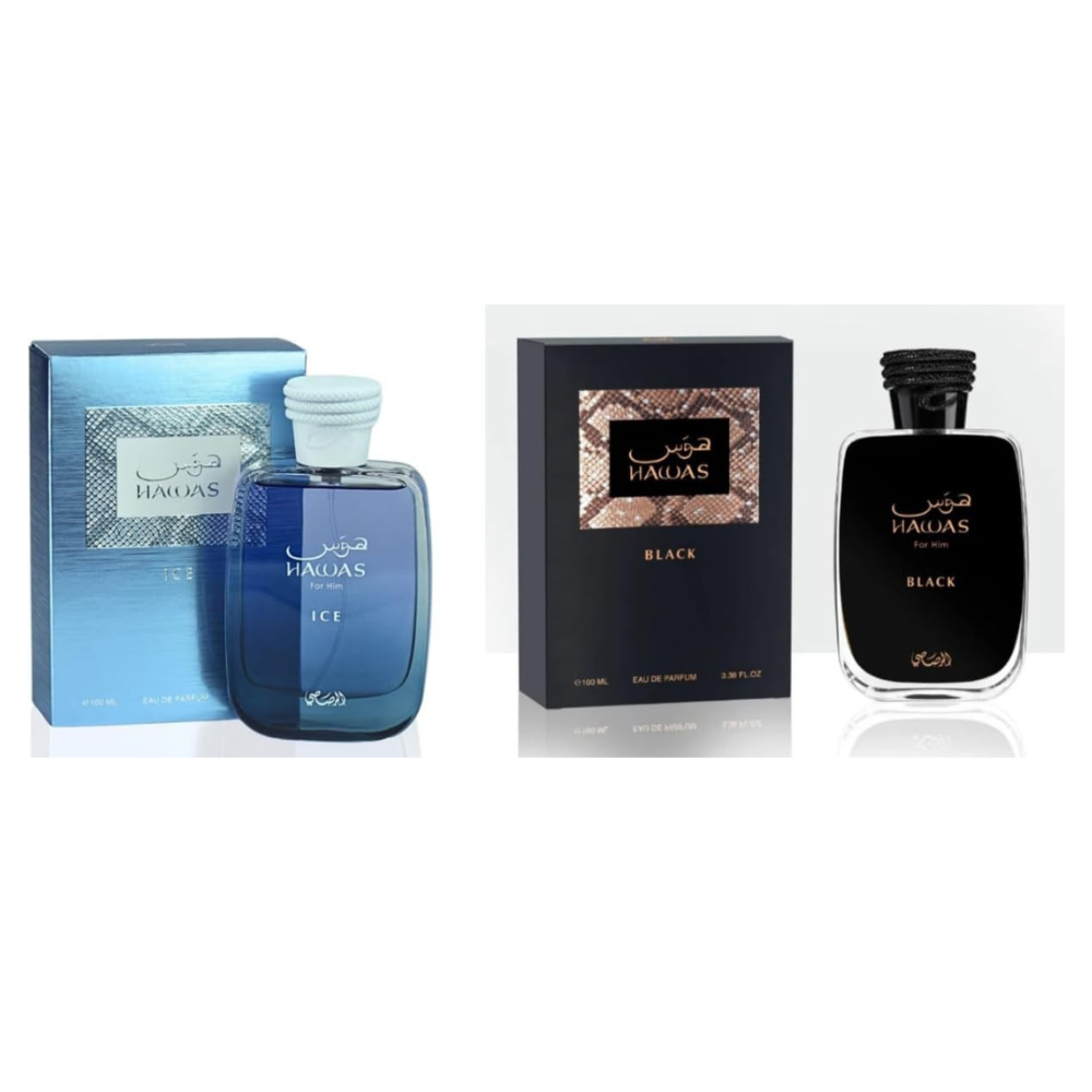 Rasasi Hawas Ice & Hawas Black Eau de Parfum Combo Set For Men 100ML